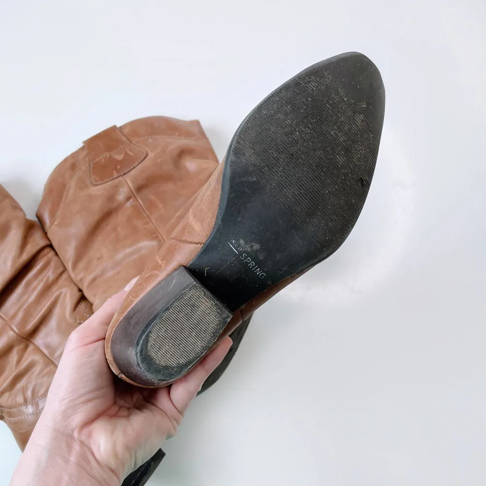 vintage spring slouchy heeled leather western boot sold by Good Market Thrift Store product image thumbnail 5