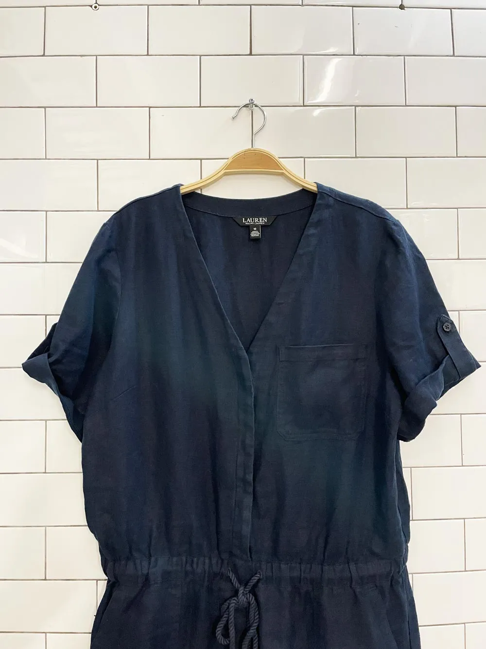 lauren ralph lauren 100% linen romper sold by Good Market Thrift Store