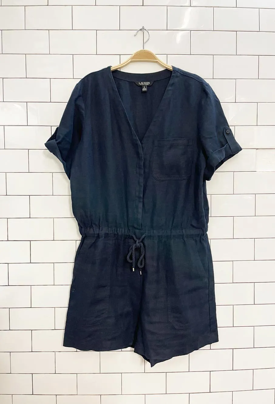 lauren ralph lauren 100% linen romper sold by Good Market Thrift Store product image thumbnail 2