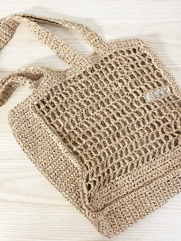 la express crochet raffia tote bag sold by Good Market Thrift Store
