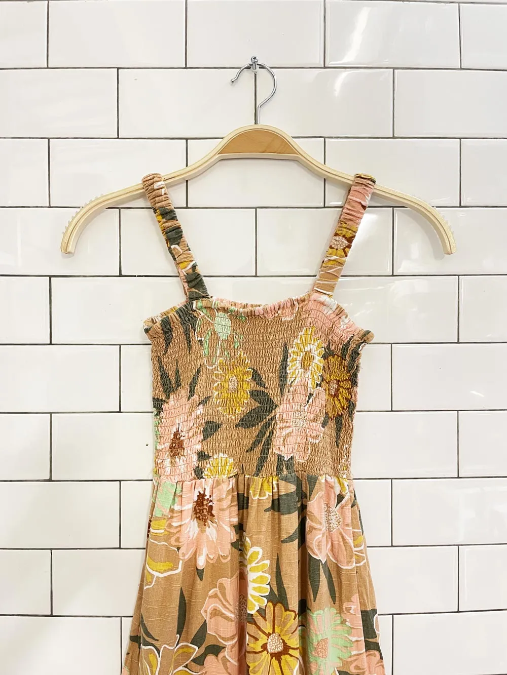 roxy sunnier shorts smocked tiered maxi dress sold by Good Market Thrift Store