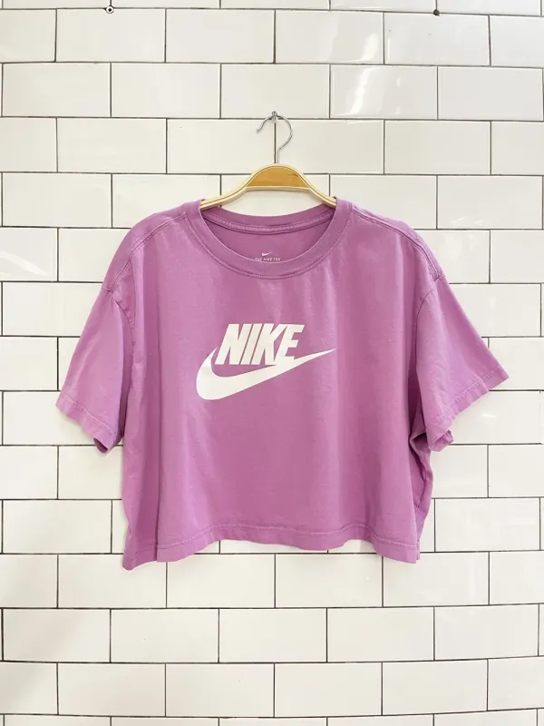 nike lilac crop big logo tee sold by Good Market Thrift Store