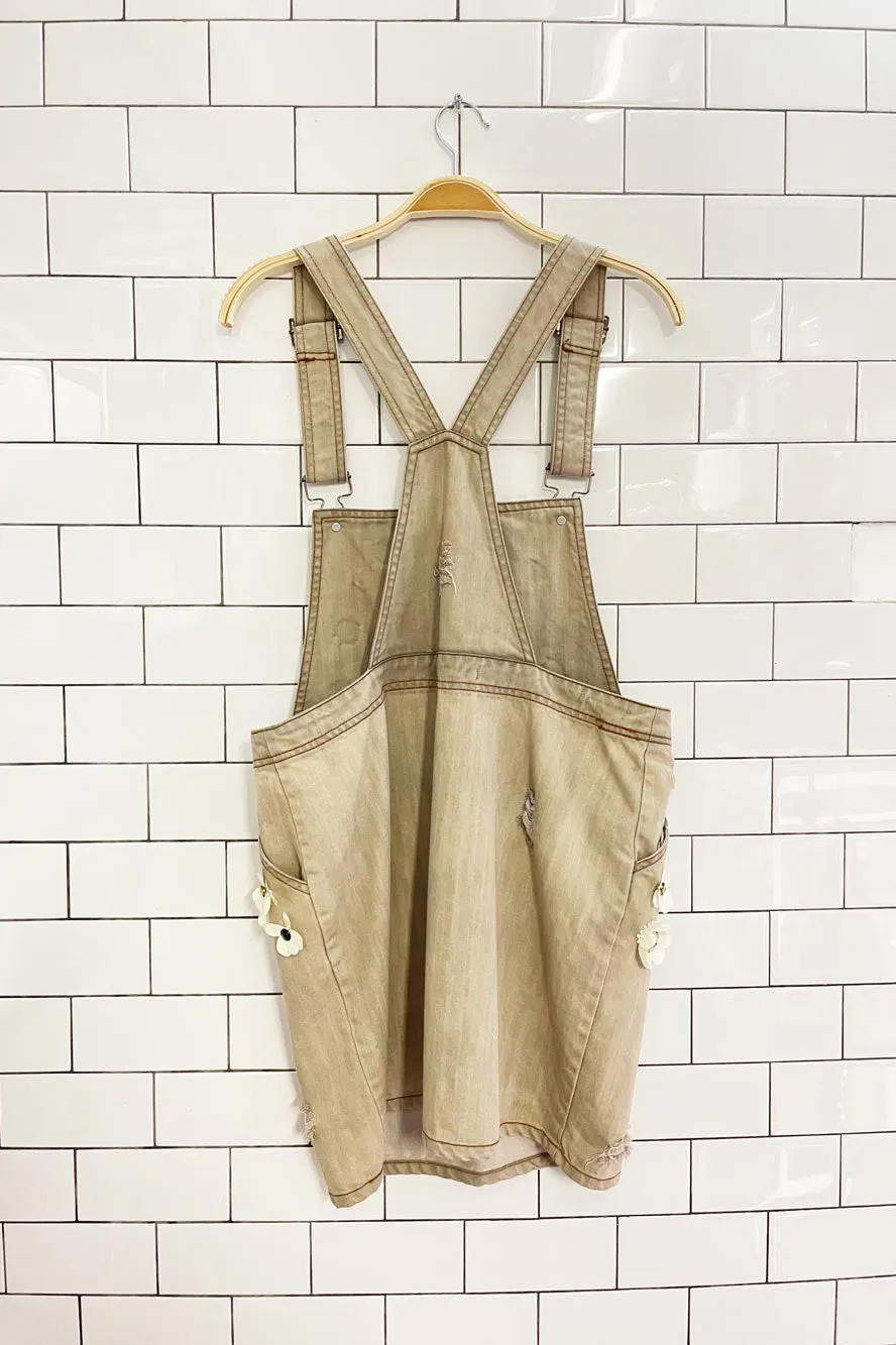 embellished flowers denim overall jumper sold by Good Market Thrift Store product image thumbnail 5