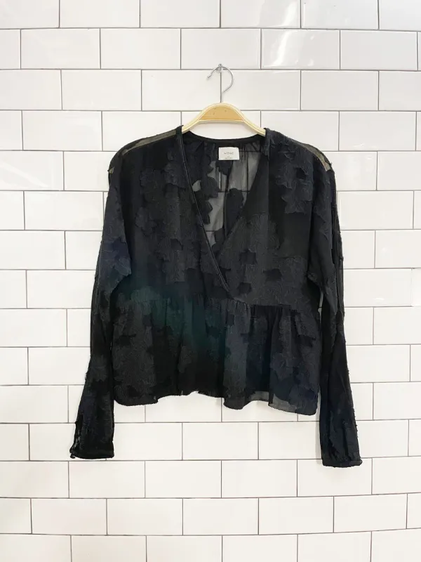 wilfred augustine chiffon peplum blouse sold by Good Market Thrift Store