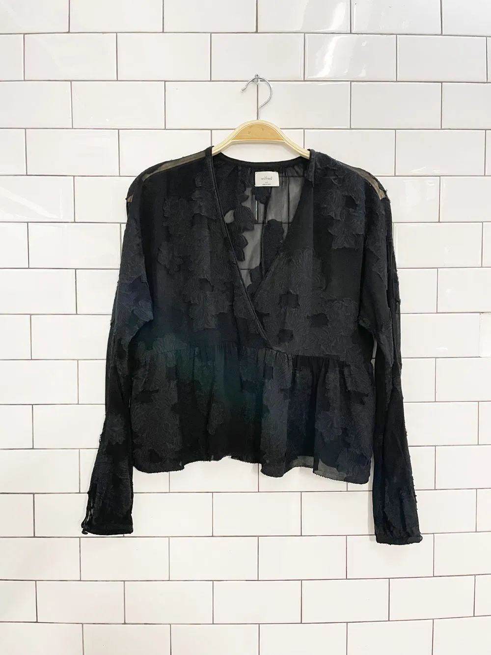 wilfred augustine chiffon peplum blouse sold by Good Market Thrift Store