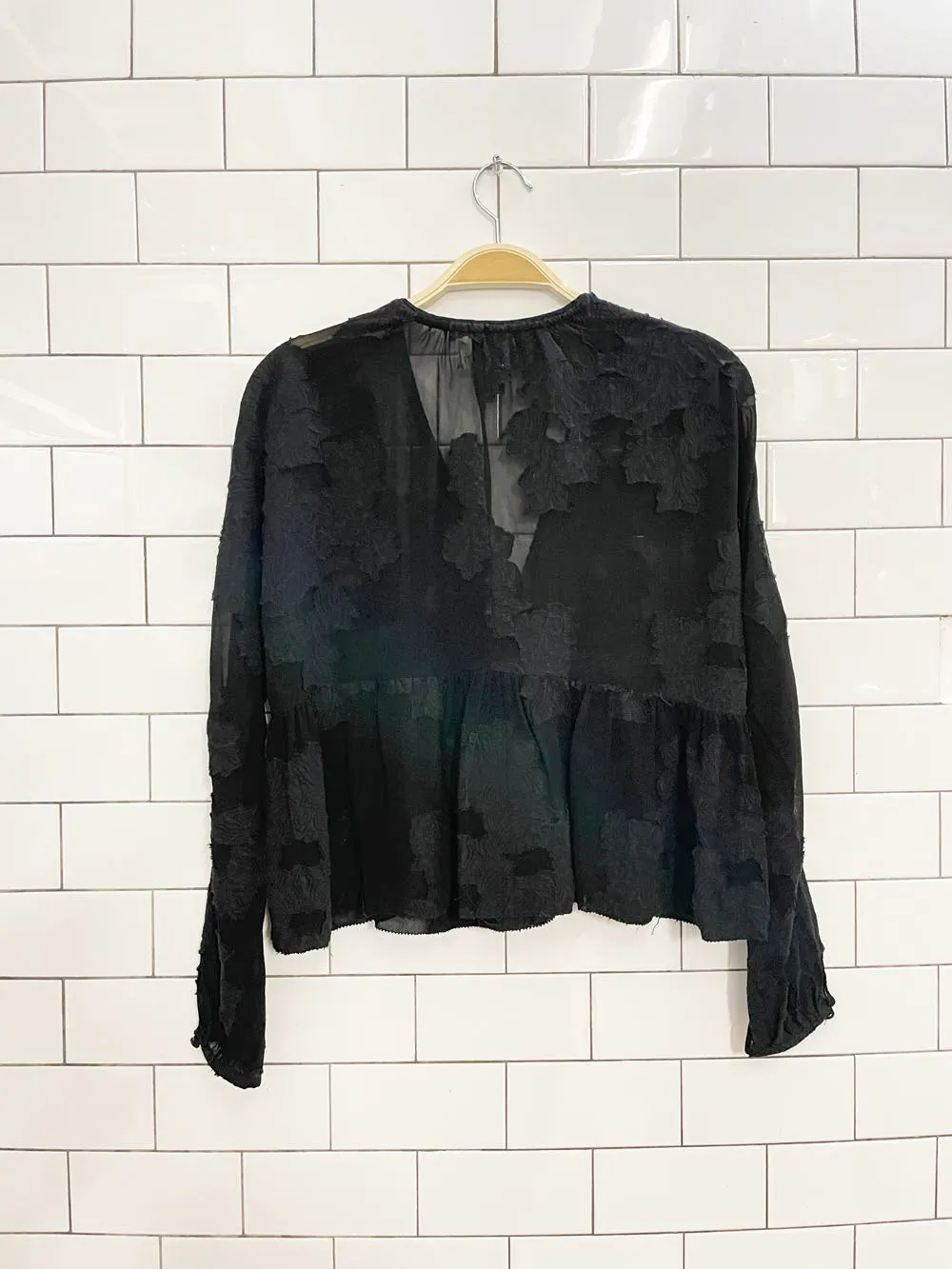 wilfred augustine chiffon peplum blouse sold by Good Market Thrift Store product image thumbnail 3