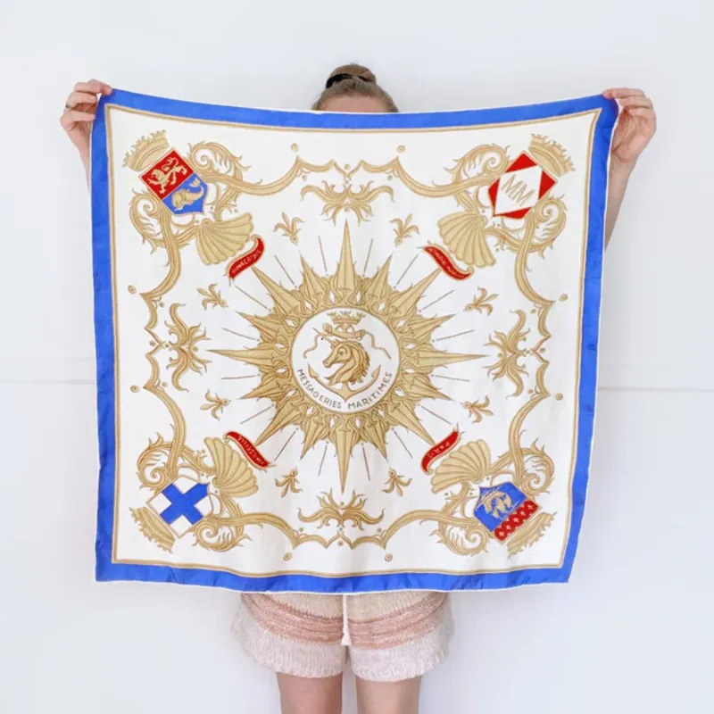 vintage 60s messageries maritimes nautical silk scarf with hand-rolled edge sold by Good Market Thrift Store