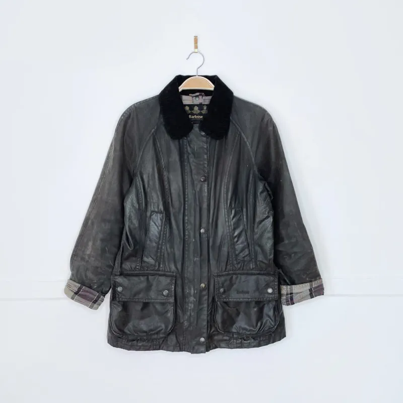 barbour beadnell waxed cotton chore jacket with corduroy collar sold by Good Market Thrift Store