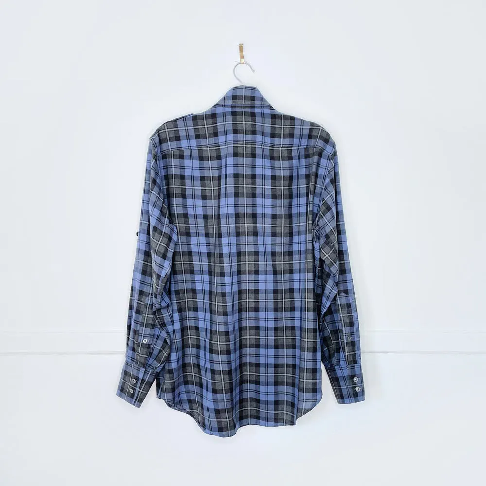 tom ford plaid epaulette utility shirt sold by Good Market Thrift Store product image thumbnail 3