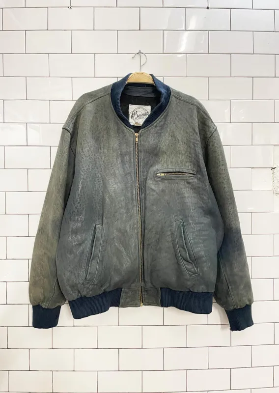 vintage bainton old mill faded leather bomber jacket sold by Good Market Thrift Store