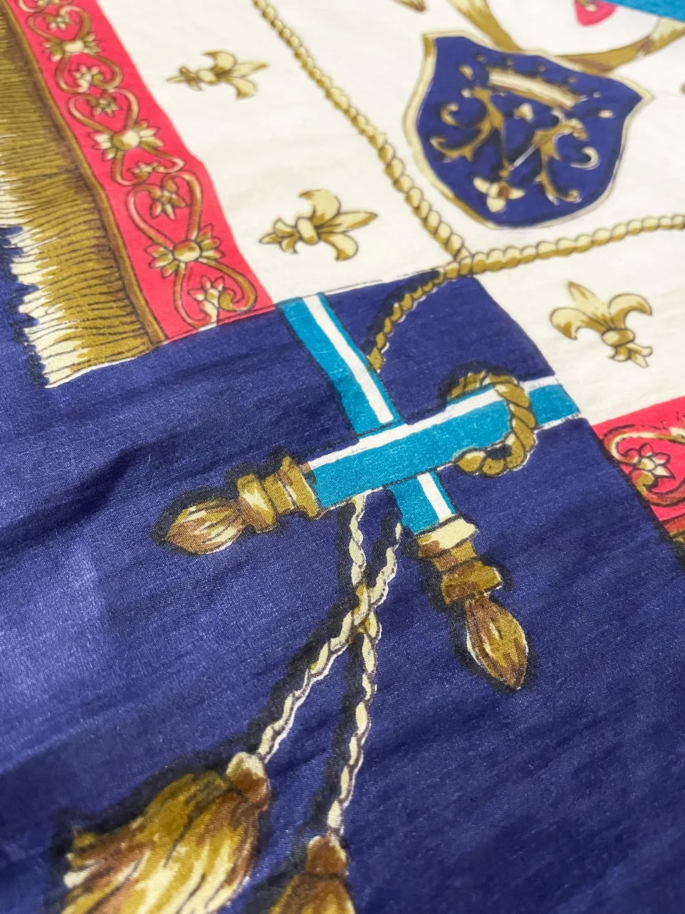 vintage 100% silk lion crest printed xl scarf sold by Good Market Thrift Store product image thumbnail 2