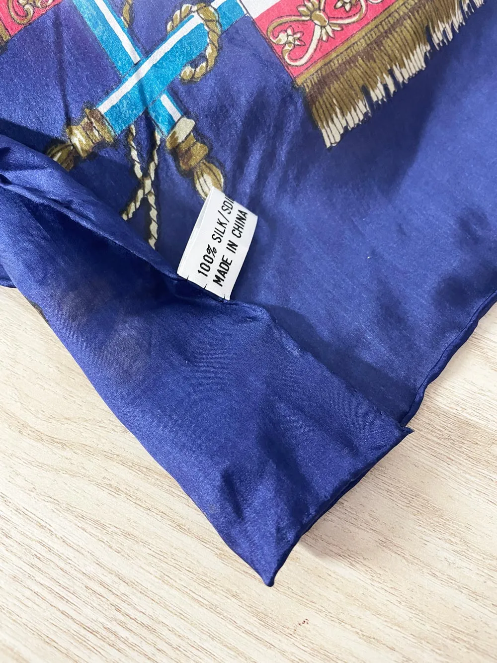 vintage 100% silk lion crest printed xl scarf sold by Good Market Thrift Store product image thumbnail 3