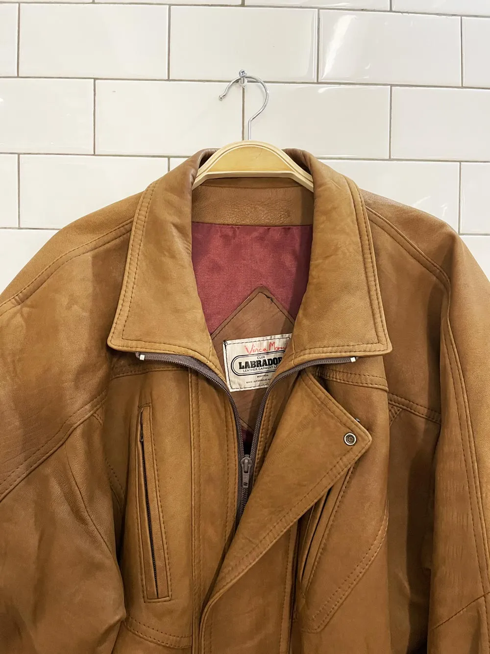 vintage labrador butter leather bomber jacket sold by Good Market Thrift Store product image thumbnail 2