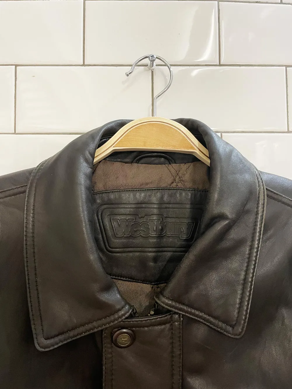 vintage westbury butter leather bomber jacket sold by Good Market Thrift Store product image thumbnail 2