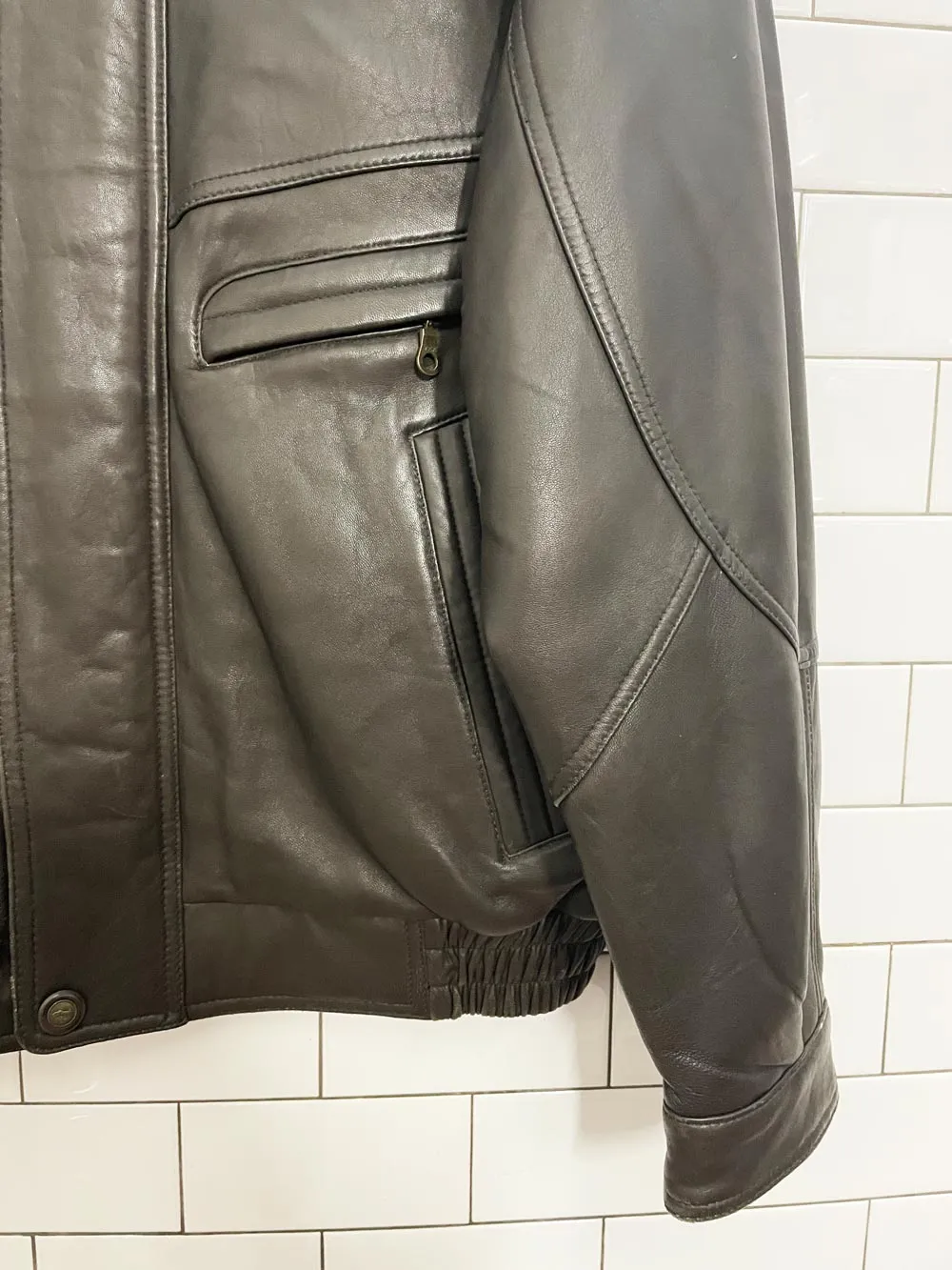 vintage westbury butter leather bomber jacket sold by Good Market Thrift Store product image thumbnail 4