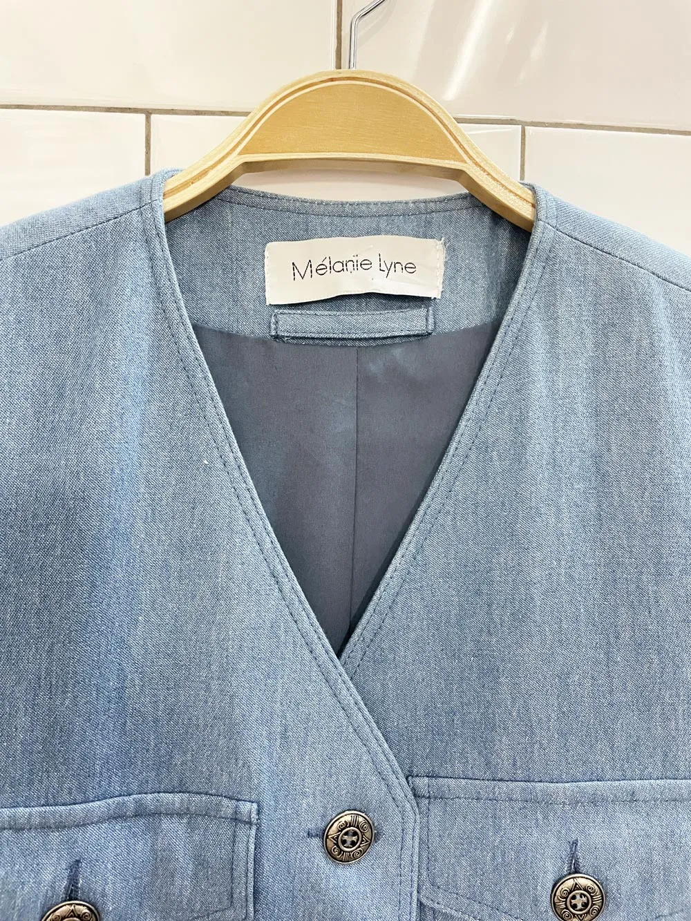 vintage 90s mélanie lyne utility denim shirt and pleated denim trouser set sold by Good Market Thrift Store product image thumbnail 3