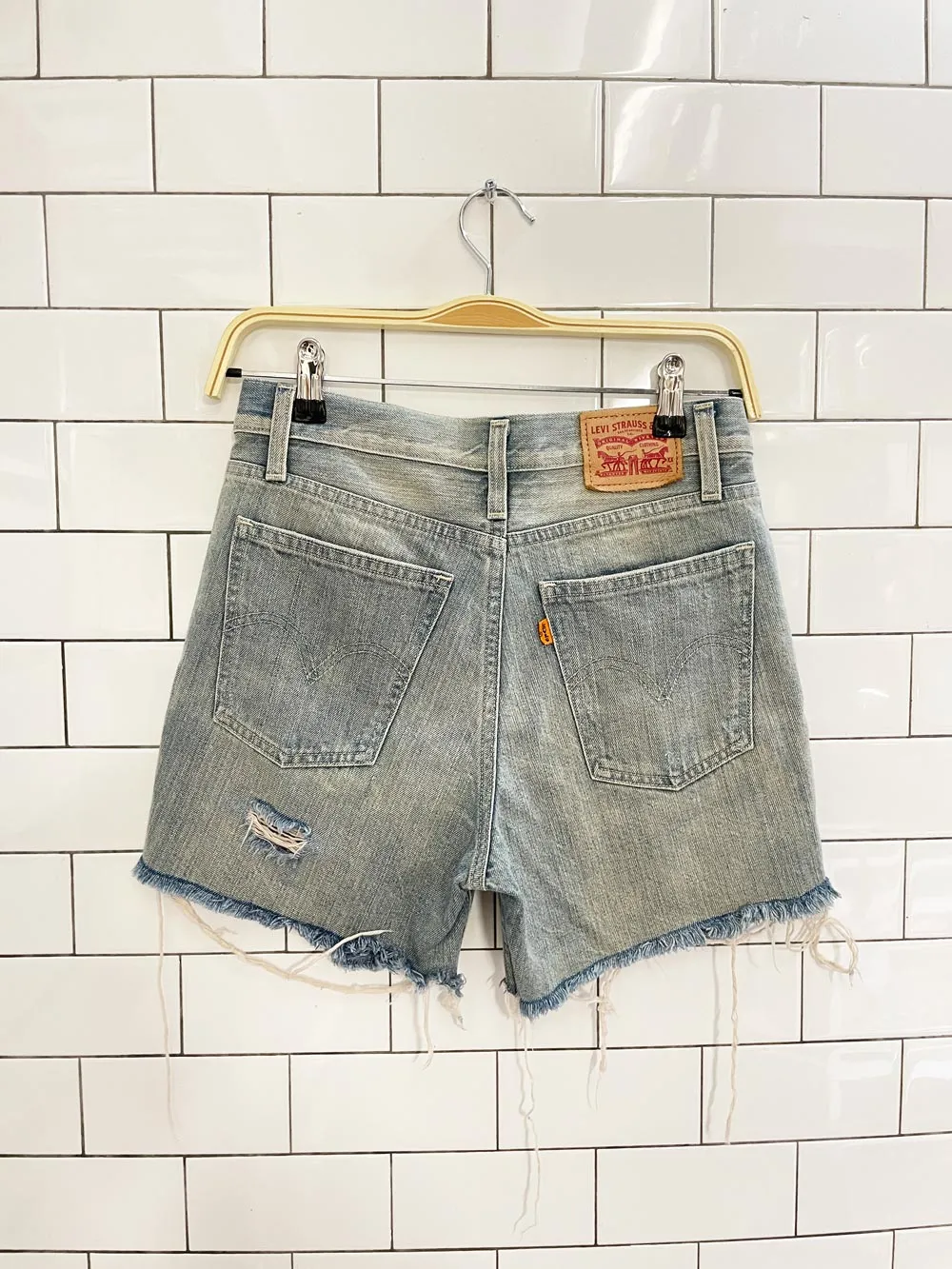 levis orange tab modern distressed cut off shorts sold by Good Market Thrift Store