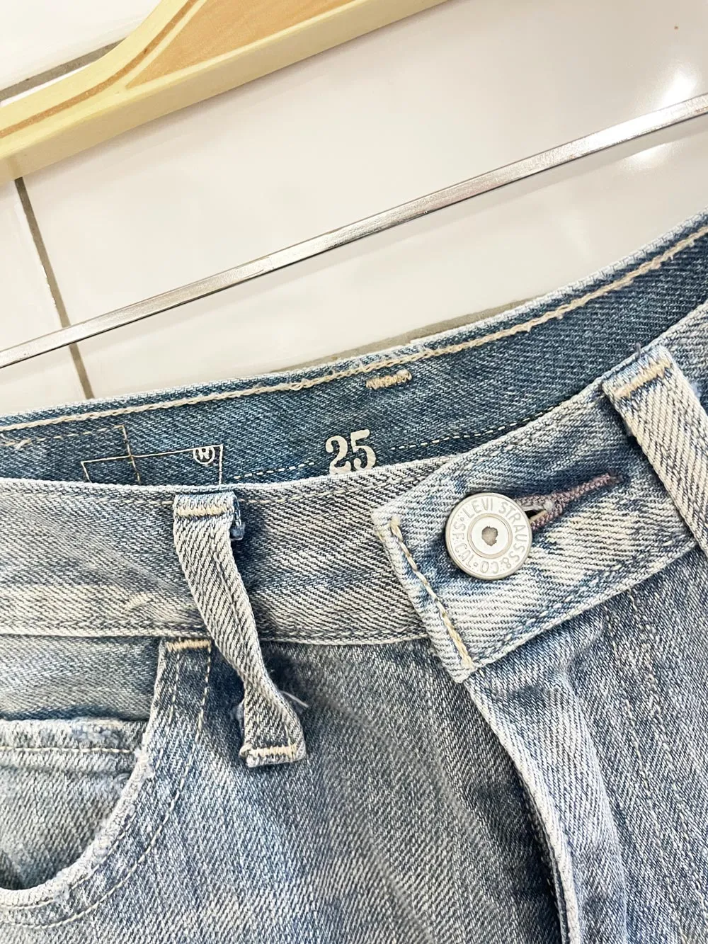 levis orange tab modern distressed cut off shorts sold by Good Market Thrift Store product image thumbnail 3