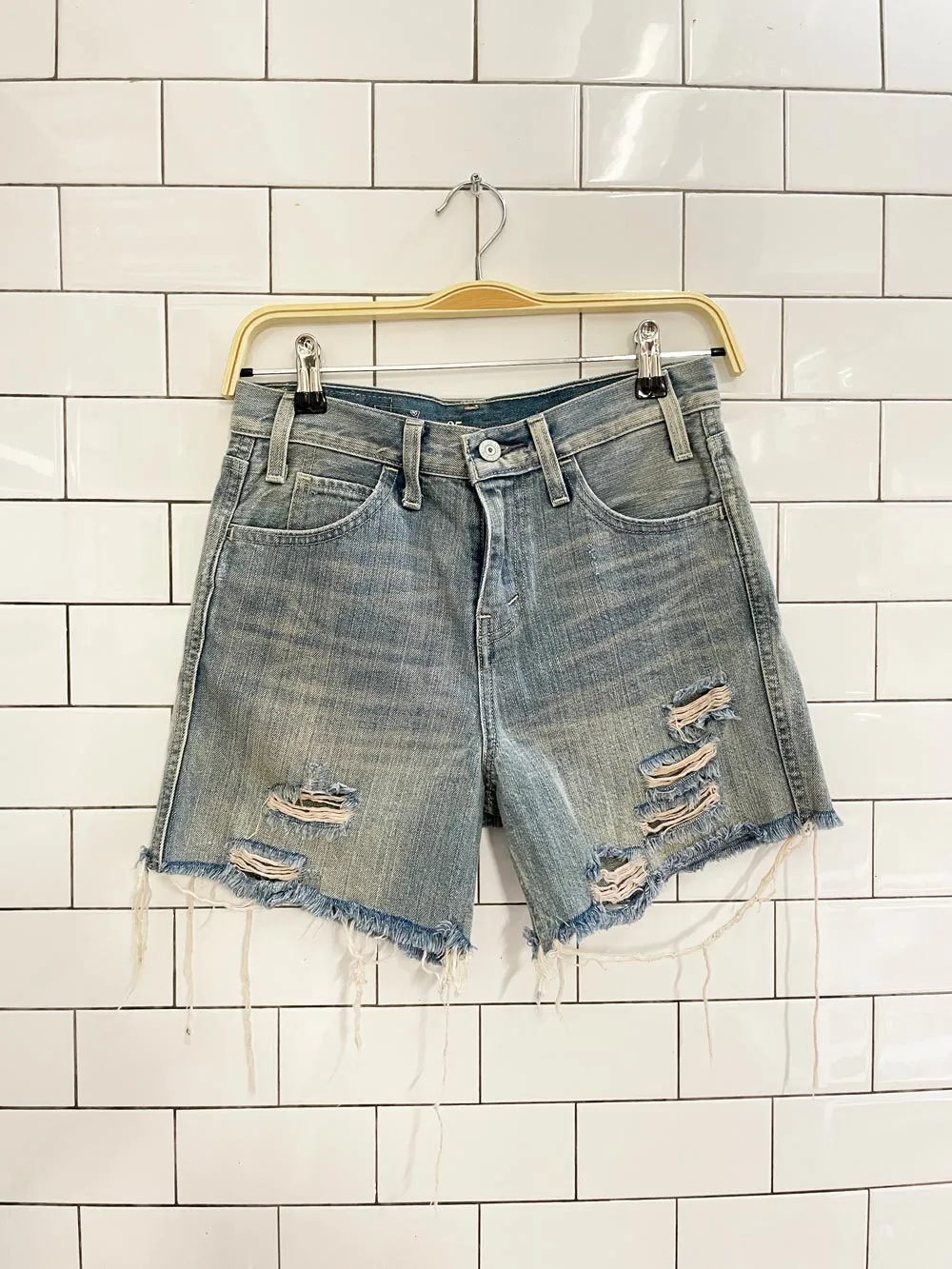 levis orange tab modern distressed cut off shorts sold by Good Market Thrift Store product image thumbnail 4
