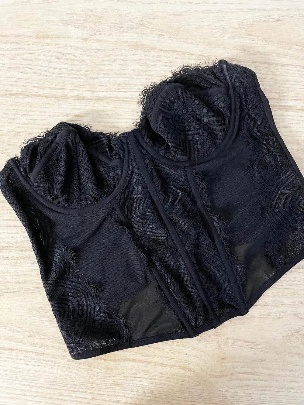 garage lace mesh corset bustier sold by Good Market Thrift Store