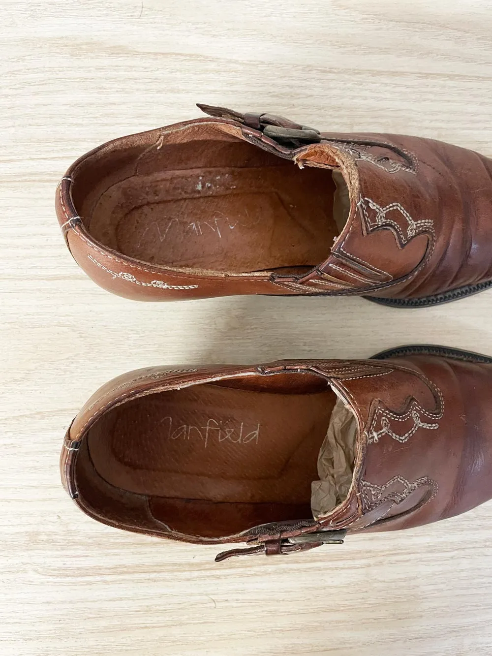 vintage 90s manfield western leather ankle boot sold by Good Market Thrift Store product image thumbnail 4