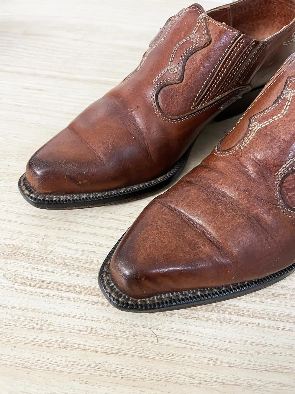 vintage 90s manfield western leather ankle boot sold by Good Market Thrift Store product image thumbnail 3