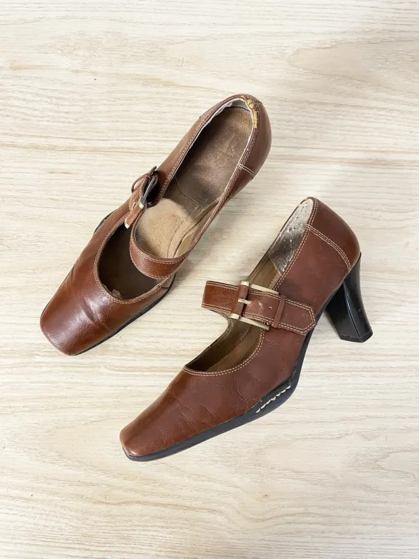 vintage 00s a2 mary-jane heeled loafers sold by Good Market Thrift Store