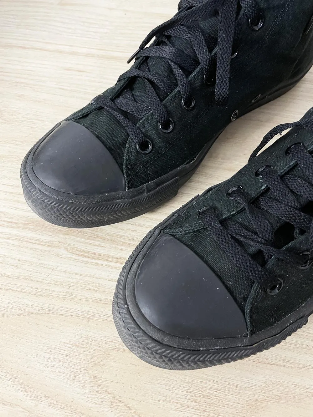 converse all black chuck taylor high top sneakers sold by Good Market Thrift Store product image thumbnail 3