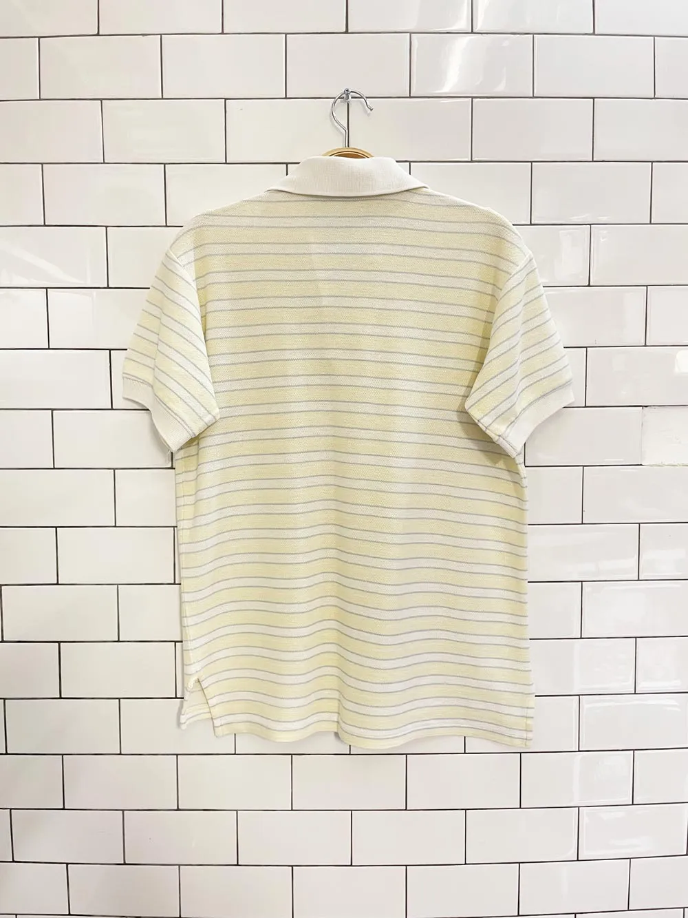 vintage 90s polo ralph lauren butter yellow stripe polo sold by Good Market Thrift Store product image thumbnail 3