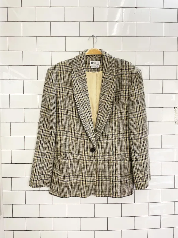vintage 90s tc petites wool-blend houndstooth blazer sold by Good Market Thrift Store