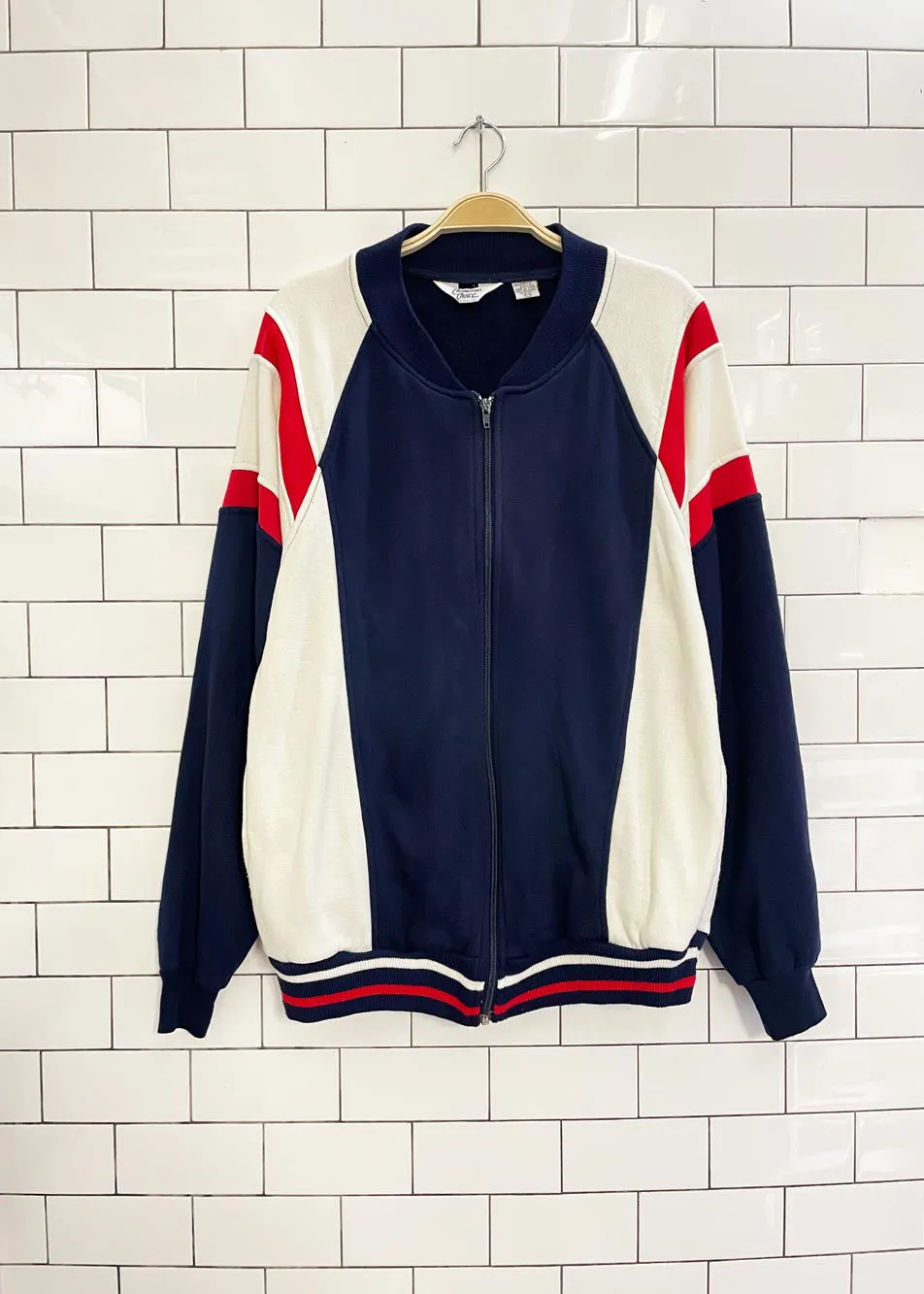 vintage 80s champions choice retro colourblock full zip sweatshirt sold by Good Market Thrift Store