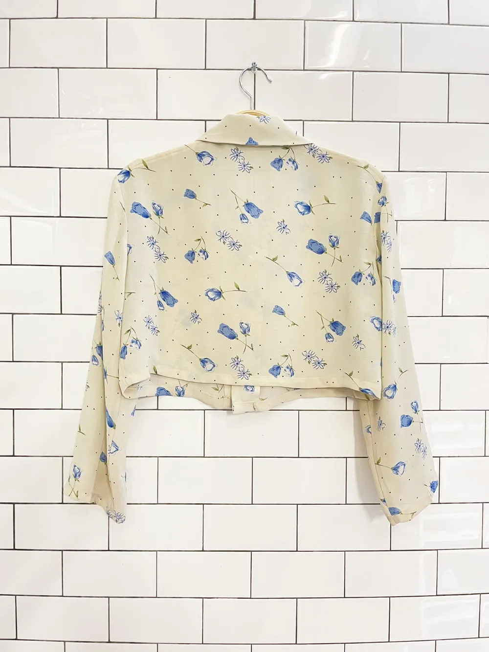 vintage 00s floral chiffon boxy crop blouse sold by Good Market Thrift Store product image thumbnail 3