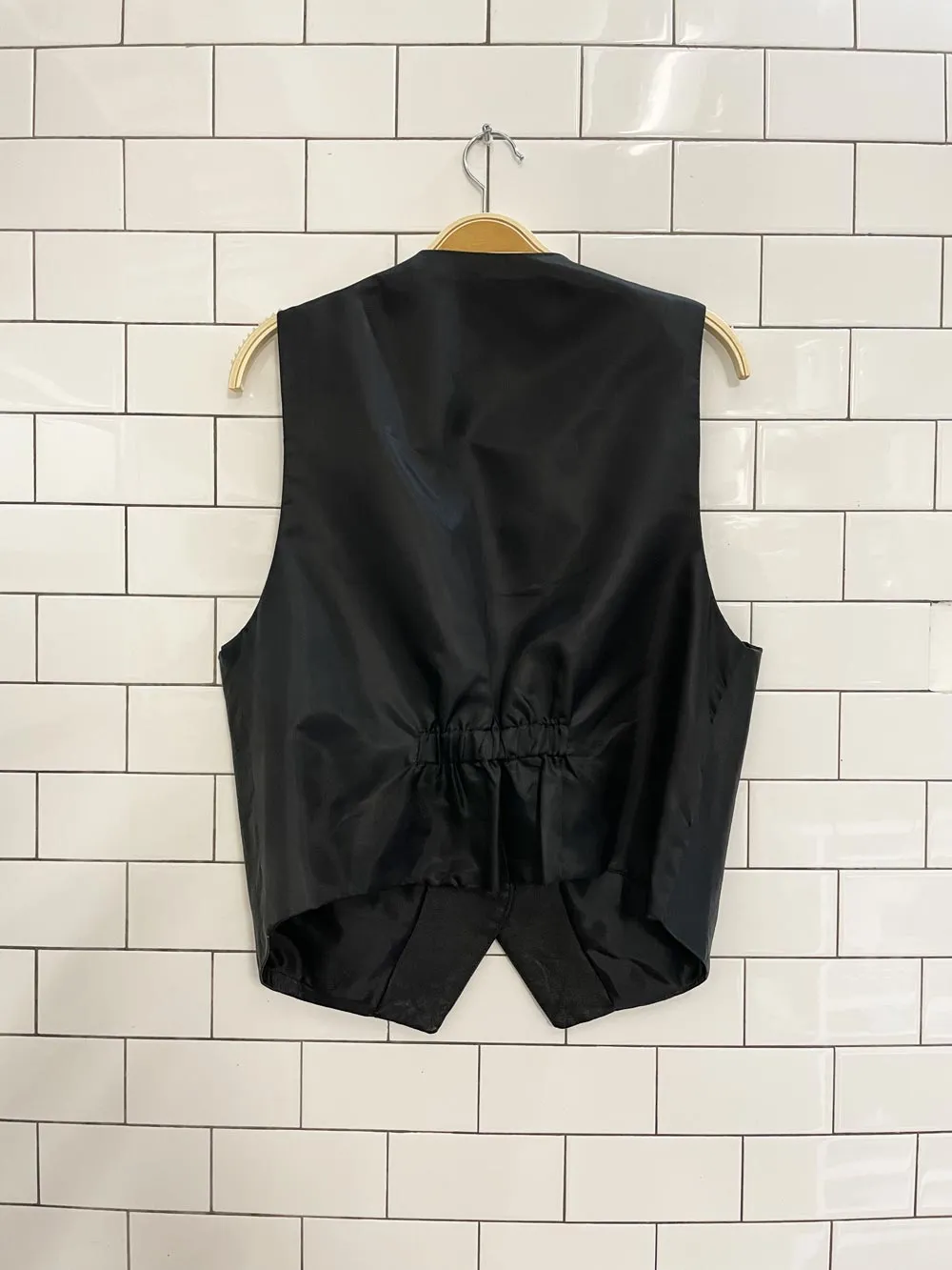 vintage black leather vest sold by Good Market Thrift Store product image thumbnail 3
