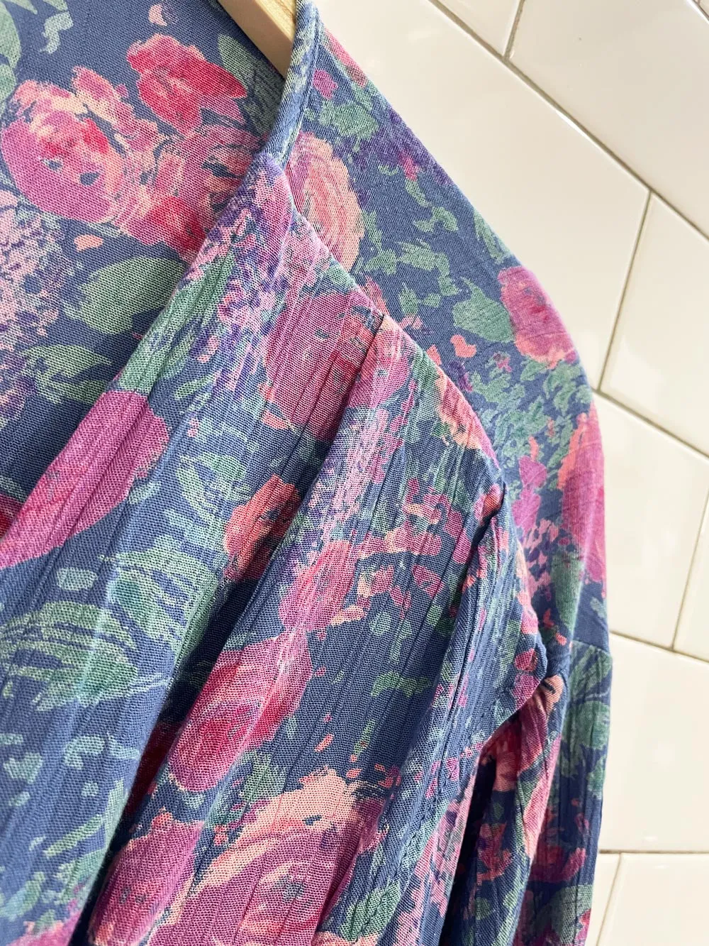 vintage 90s monet floral tie collar blouse sold by Good Market Thrift Store product image thumbnail 2