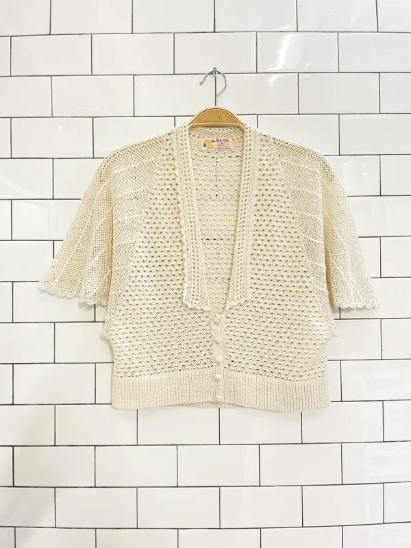 vintage 60s crochet knit collared crop top sold by Good Market Thrift Store