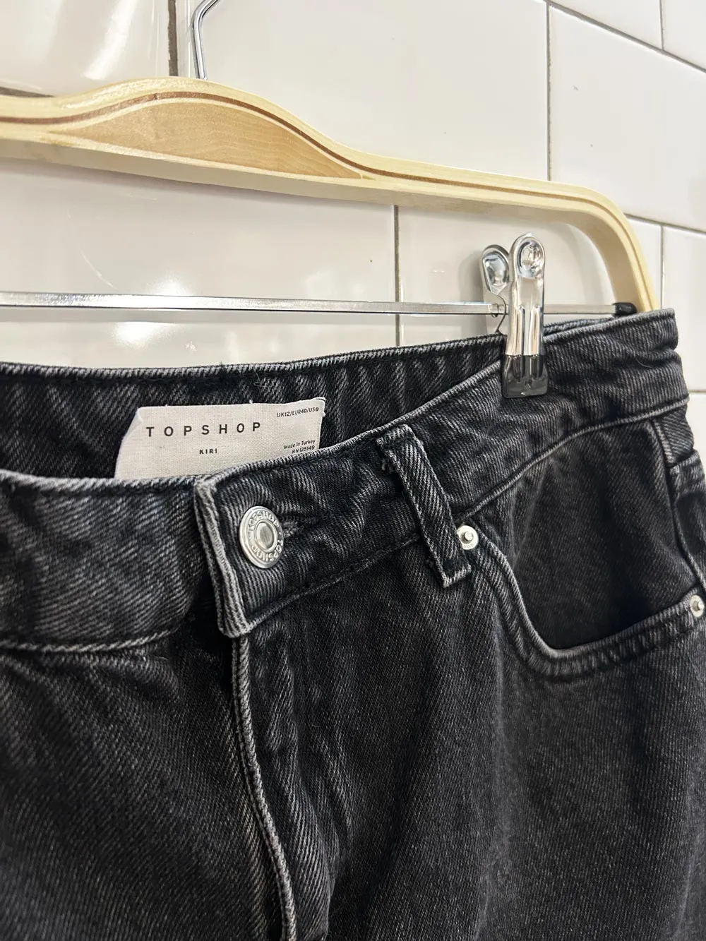 topshop high waisted cut off denim shorts sold by Good Market Thrift Store product image thumbnail 2