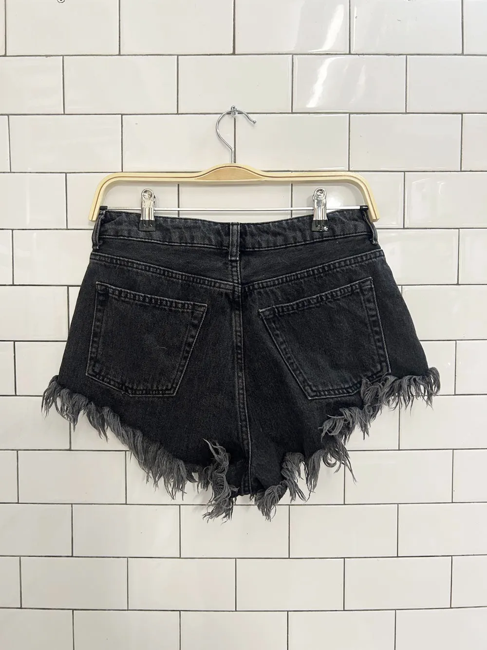 topshop high waisted cut off denim shorts sold by Good Market Thrift Store product image thumbnail 3