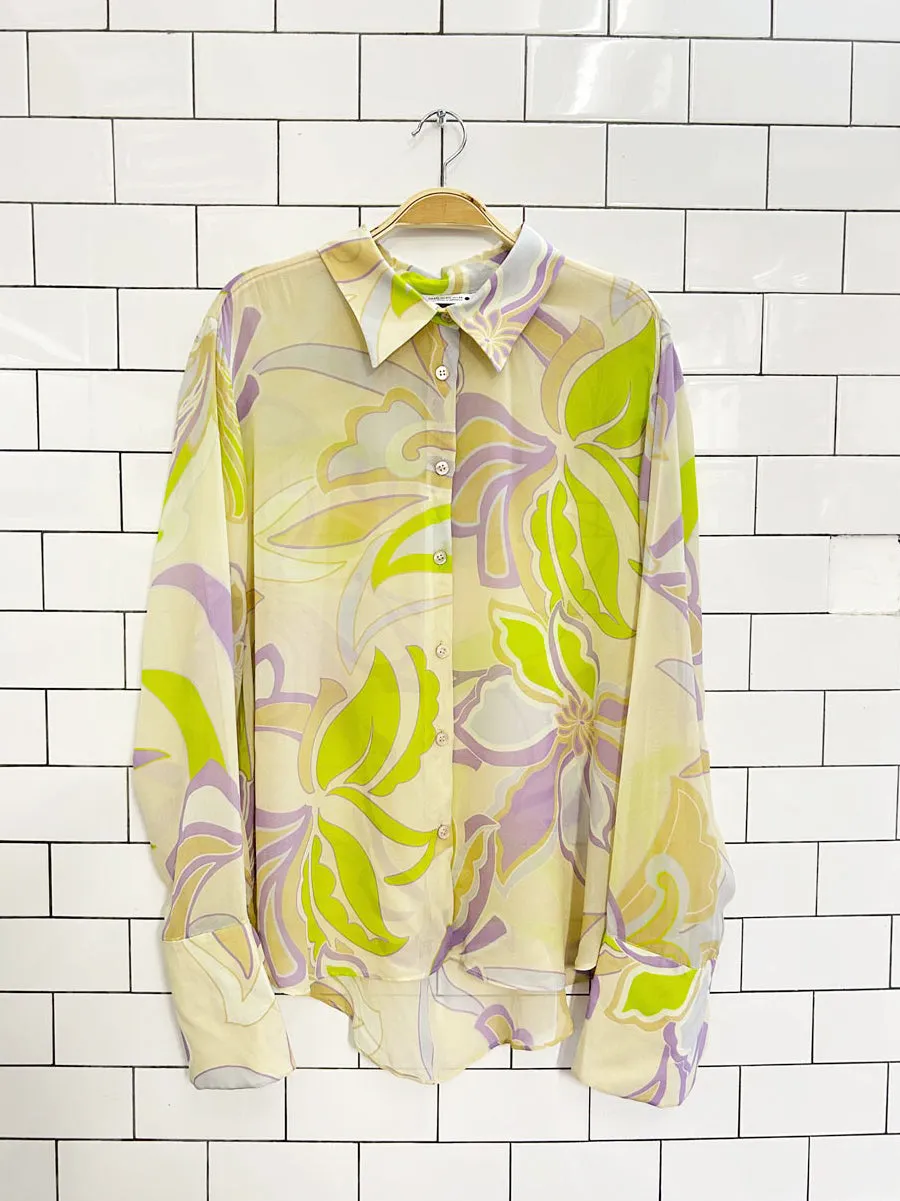zara retro psycadelic chiffon blouse sold by Good Market Thrift Store