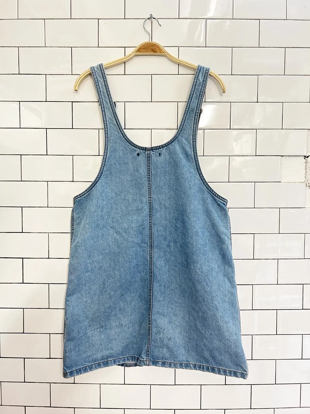 bluenotes rework flower patch denim overalls jumper sold by Good Market Thrift Store product image thumbnail 3