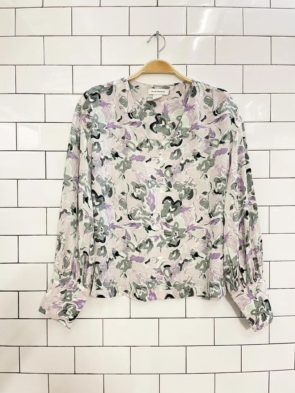 club monaco pastel floral blouse sold by Good Market Thrift Store