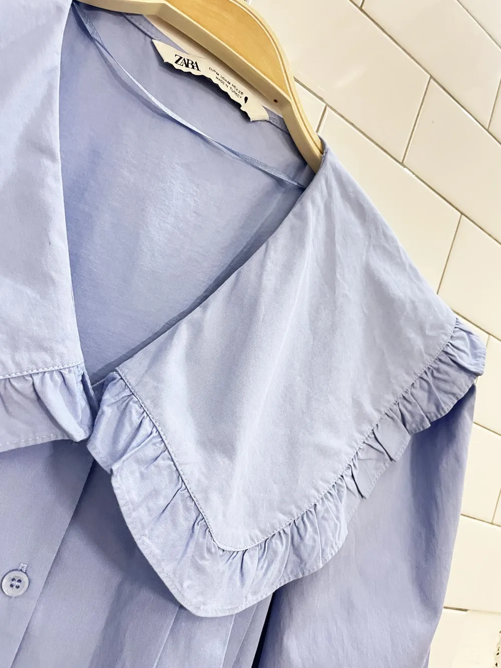 zara cotton big collar blouse sold by Good Market Thrift Store product image thumbnail 2