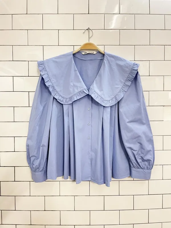 zara cotton big collar blouse sold by Good Market Thrift Store