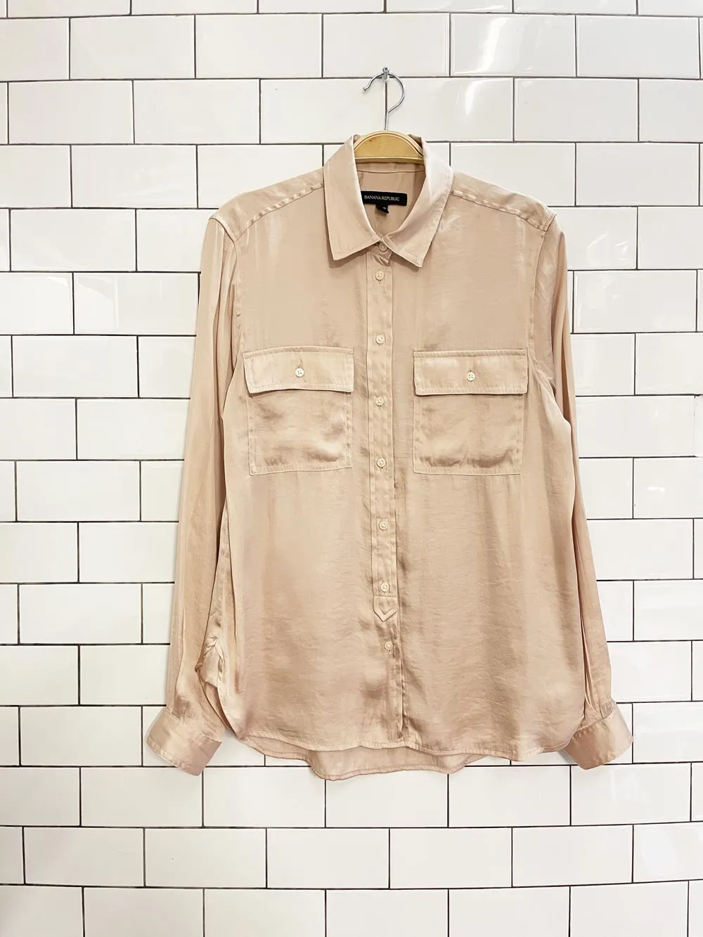 banana republic champane satin blouse sold by Good Market Thrift Store