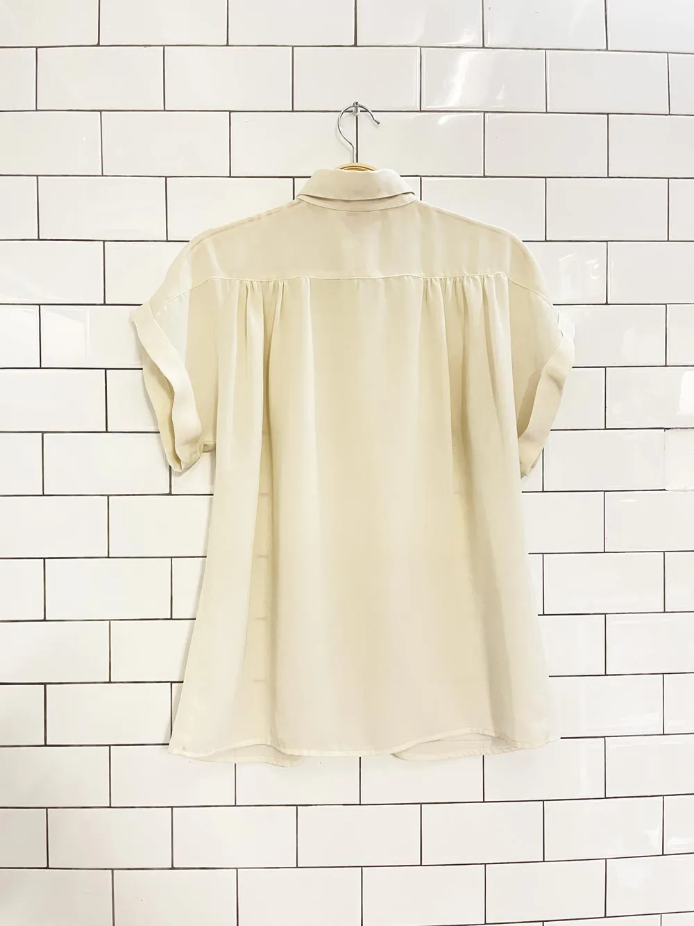 vintage 80s isetan ruched shoulder blouse sold by Good Market Thrift Store product image thumbnail 3