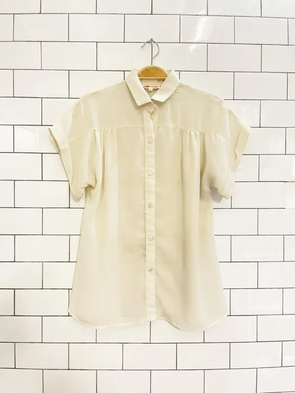 vintage 80s isetan ruched shoulder blouse sold by Good Market Thrift Store