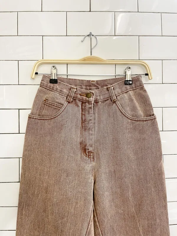 vintage 90s cw brown high rise raw hem tapered jeans sold by Good Market Thrift Store
