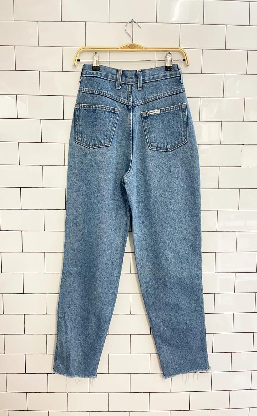vintage 90s jeanworks high rise tapered cut off jeans sold by Good Market Thrift Store product image thumbnail 5