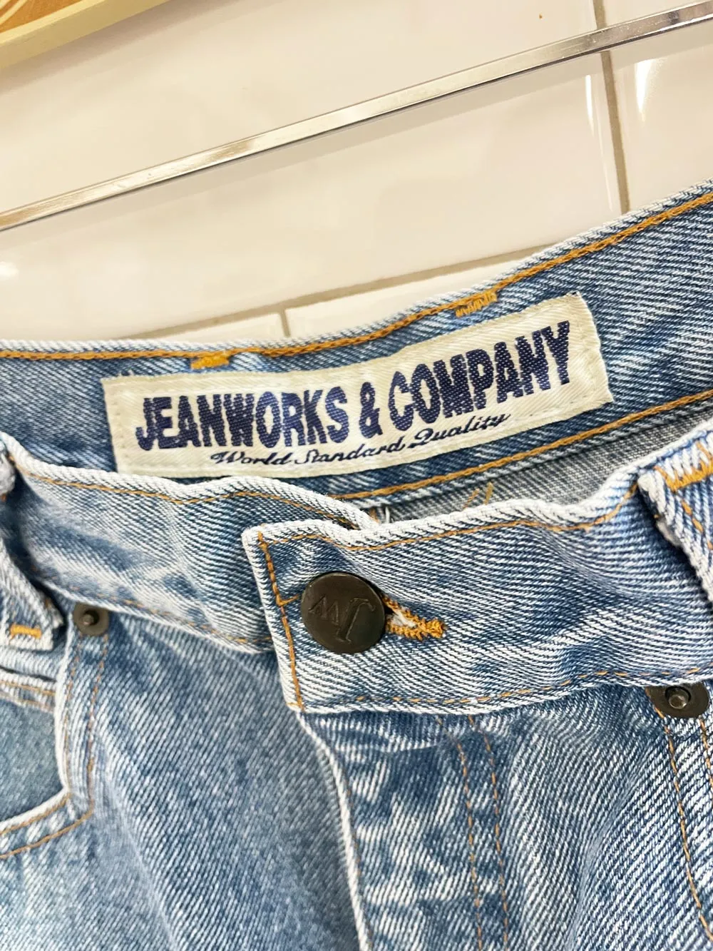 vintage 90s jeanworks high rise tapered cut off jeans sold by Good Market Thrift Store product image thumbnail 3