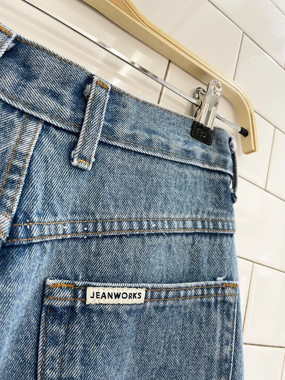 vintage 90s jeanworks high rise tapered cut off jeans sold by Good Market Thrift Store product image thumbnail 2