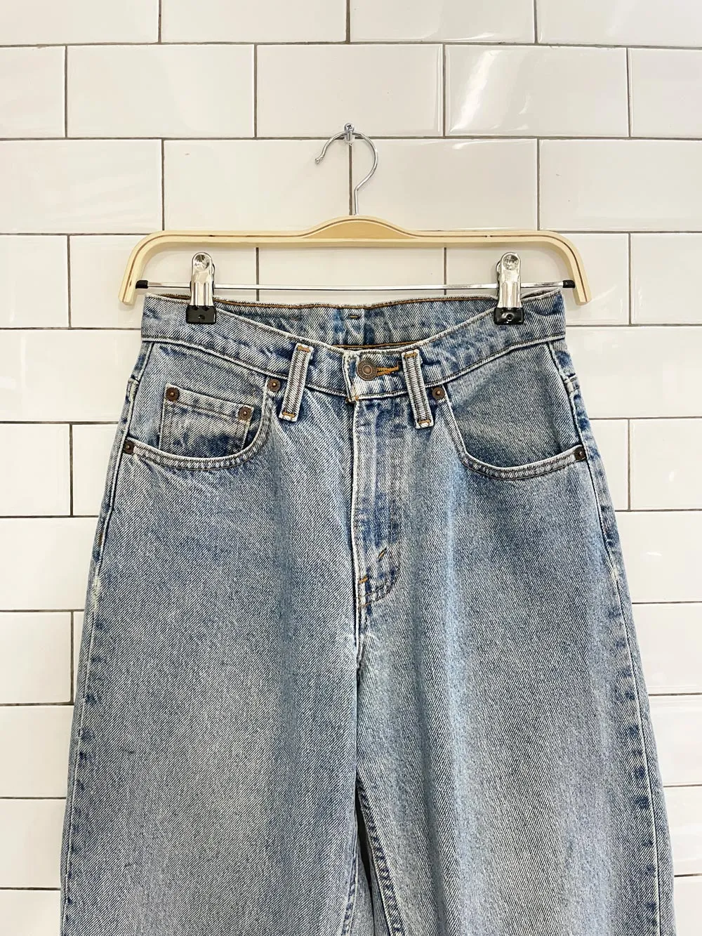 vintage 90s levis 585 baggy leg raw hem jeans sold by Good Market Thrift Store